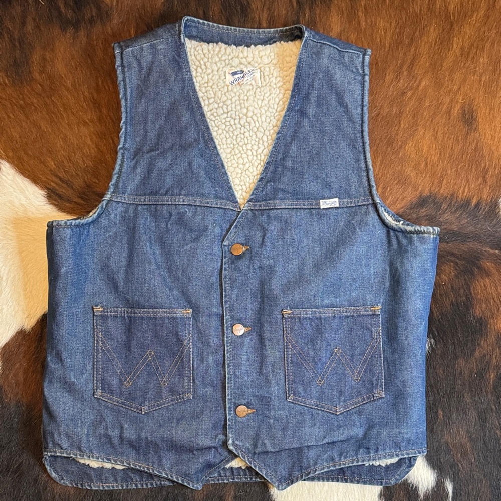 Vintage Wrangler Sherpa-Lined Denim Vest